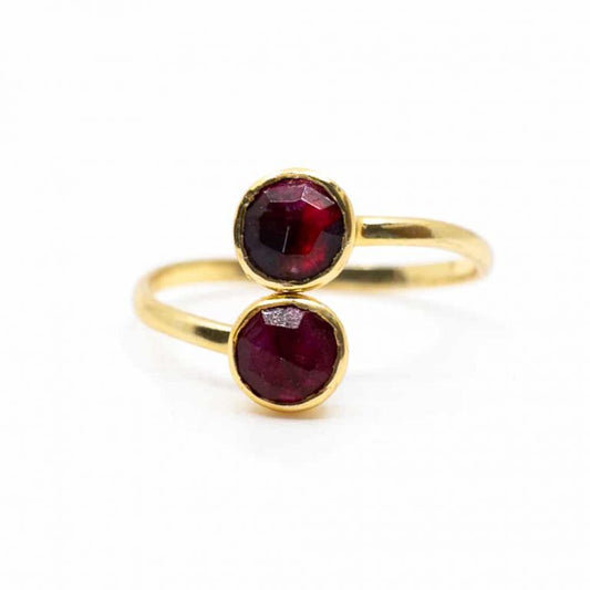 Geboortesteen ring robijn juli verstelbaar - Mindfulshop - goud