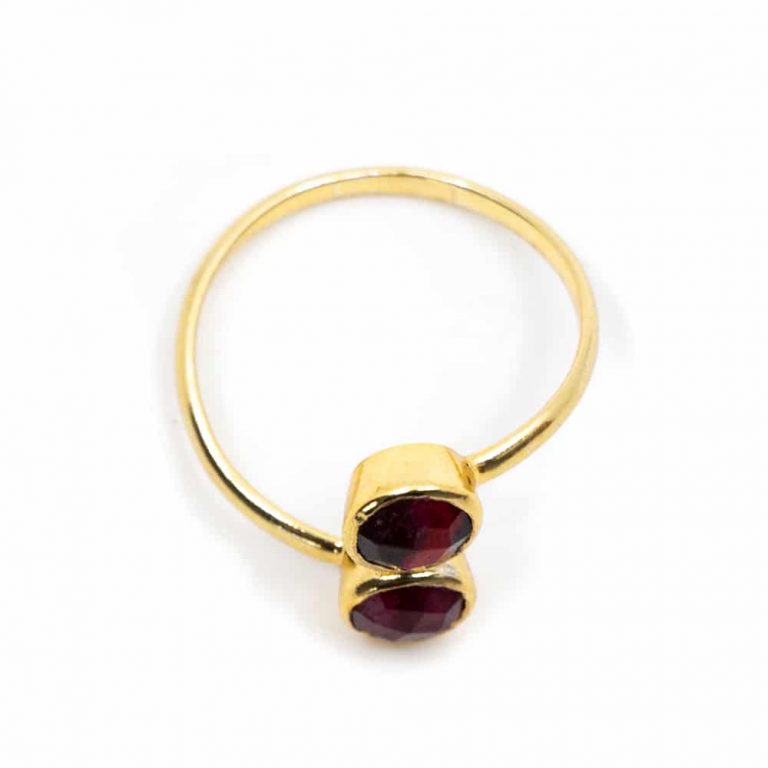 Geboortesteen ring robijn juli verstelbaar - Mindfulshop - goud