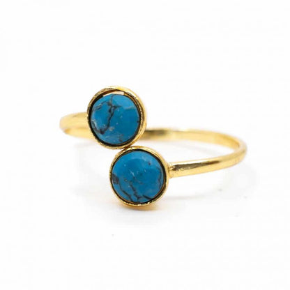 Geboortesteen ring turkoois december verstelbaar - Mindfulshop - goud