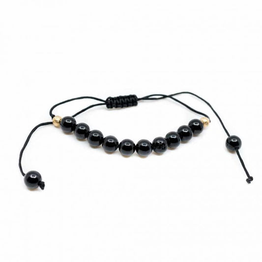 Edelsteen armband zwarte toermalijn verstelbaar - Mindfulshop - zwart