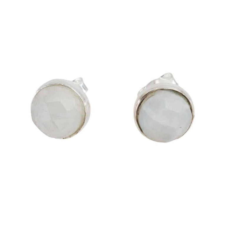 Studs oorbellen geboortesteen juni maansteen facet - zilver