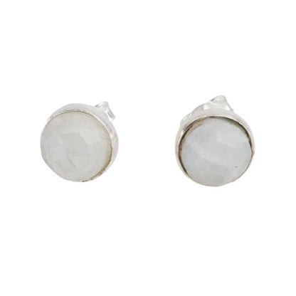 Studs oorbellen geboortesteen juni maansteen facet - zilver
