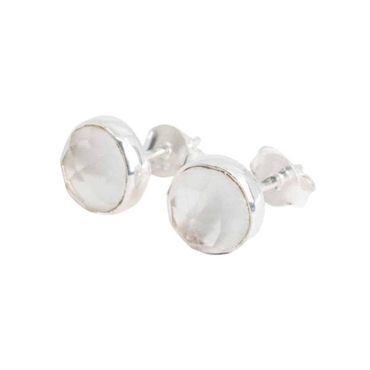 Studs oorbellen geboortesteen april ruwe herkimer facet - Mindfulshop - zilver