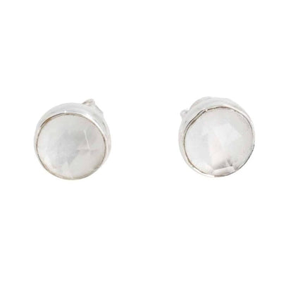 Studs oorbellen geboortesteen april ruwe herkimer facet - Mindfulshop - zilver