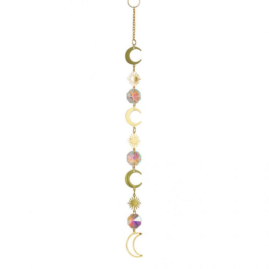 Regenboogkristal feng shui triple zon en maan - Mindfulshop - goud