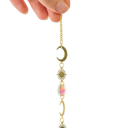 Regenboogkristal feng shui triple zon en maan - Mindfulshop - goud