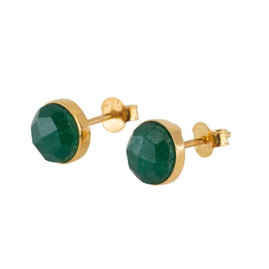 Studs oorbellen geboortesteen mei smaragd facet - goud