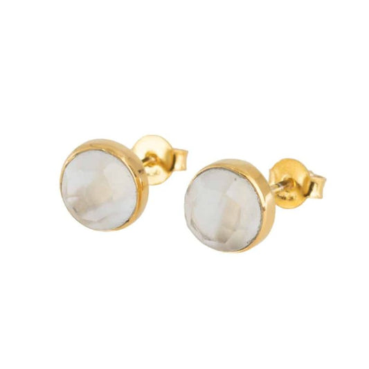 Studs oorbellen geboortesteen april herkimer diamant facet - goud