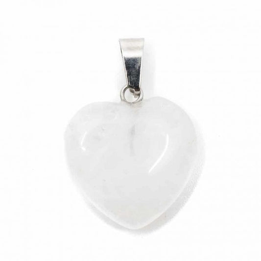 Edelsteen hanger voor ketting bergkristal edelsteenhartvorm - Mindfulshop - wit