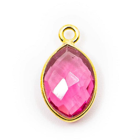 Edelsteen hanger voor ketting geboortesteen oktober roze toermalijn druppel - Mindfulshop - goud