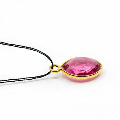 Edelsteen hanger voor ketting geboortesteen oktober roze toermalijn druppel - Mindfulshop - goud