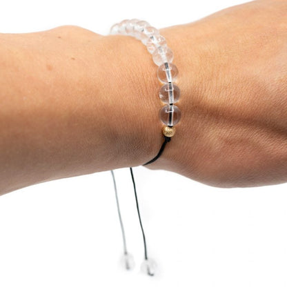 Edelsteen armband bergkristal verstelbaar - Mindfulshop - wit