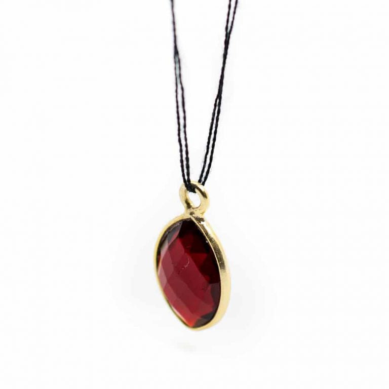 Edelsteen hanger voor ketting geboortesteen januari granaat druppel - Mindfulshop - goud