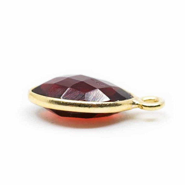 Edelsteen hanger voor ketting geboortesteen januari granaat druppel - Mindfulshop - goud