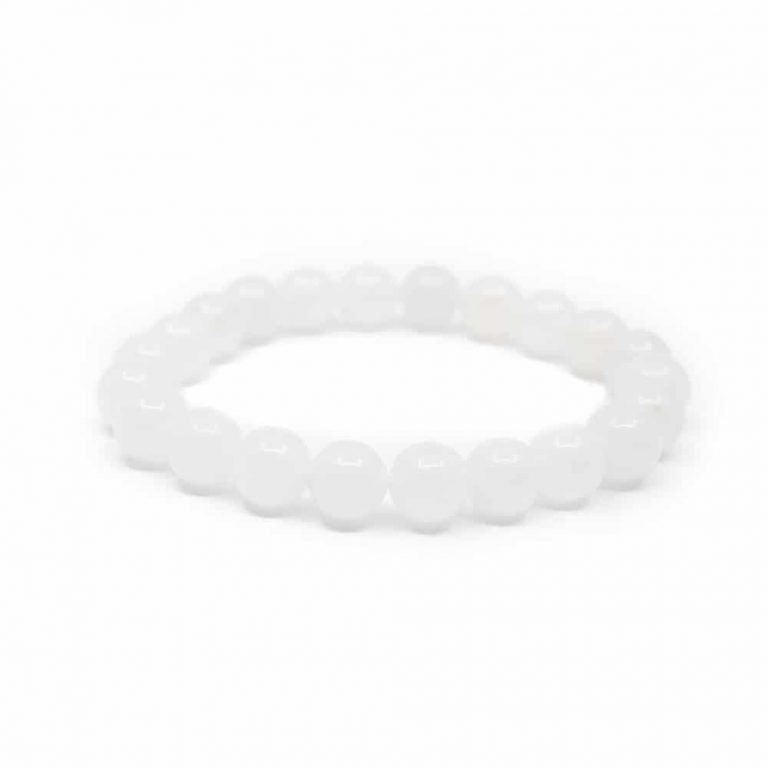 Edelsteen armband witte jade 8mm - Mindfulshop - wit