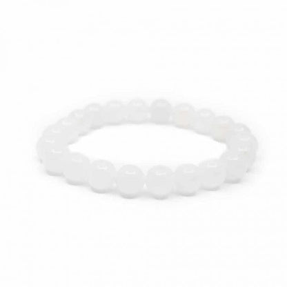 Edelsteen armband witte jade 8mm - Mindfulshop - wit