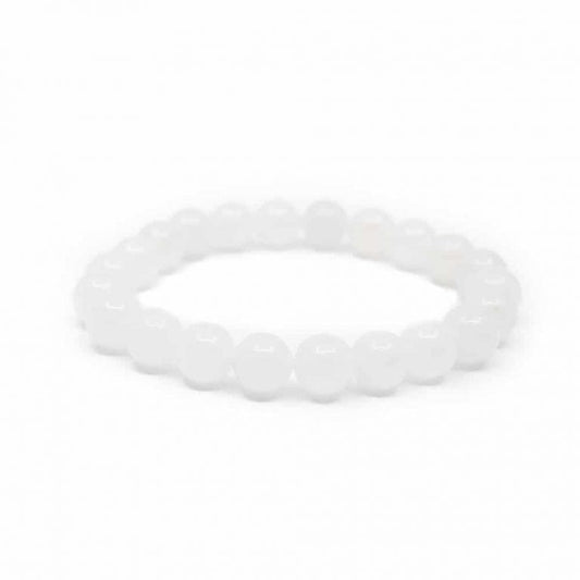 Edelsteen armband witte jade 8mm - Mindfulshop - wit