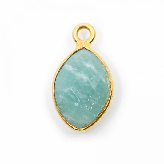 Edelsteen hanger voor ketting geboortesteen maart aquamarijn druppel - Mindfulshop - goud
