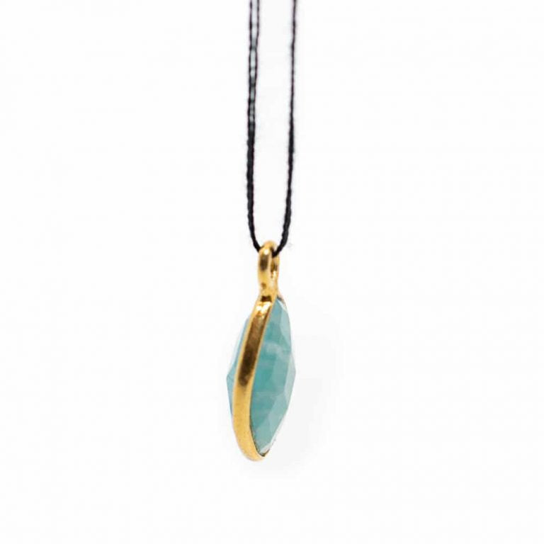 Edelsteen hanger voor ketting geboortesteen maart aquamarijn druppel - Mindfulshop - goud