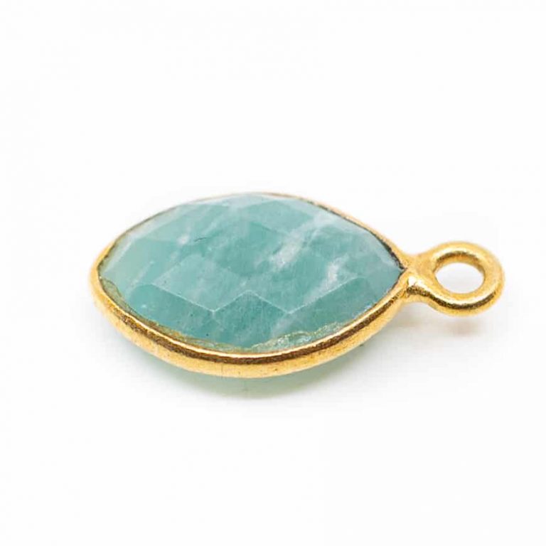 Edelsteen hanger voor ketting geboortesteen maart aquamarijn druppel - Mindfulshop - goud