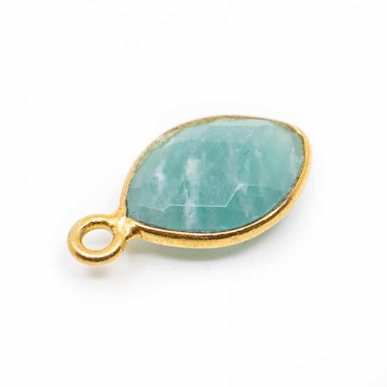 Edelsteen hanger voor ketting geboortesteen maart aquamarijn druppel - Mindfulshop - goud