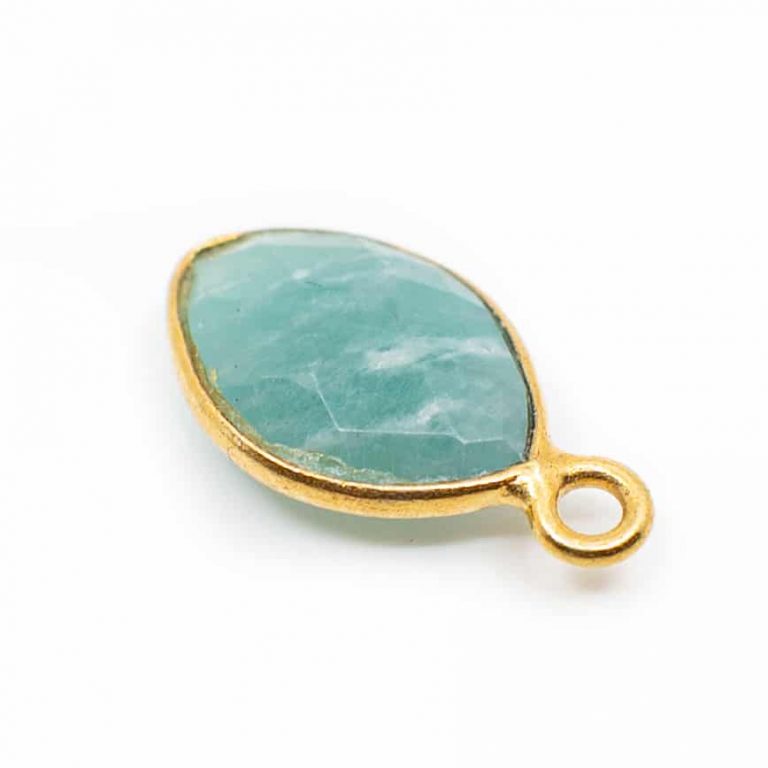 Edelsteen hanger voor ketting geboortesteen maart aquamarijn druppel - Mindfulshop - goud