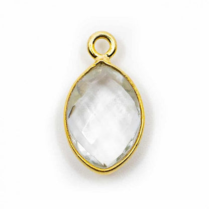 Edelsteen hanger voor ketting geboortesteen april bergkristal druppel - Mindfulshop - goud