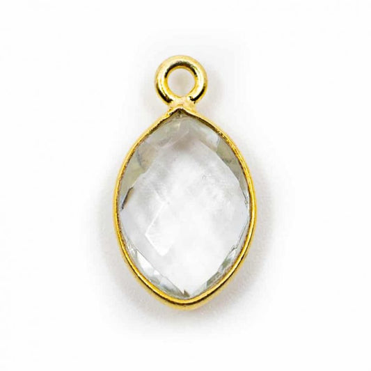 Edelsteen hanger voor ketting geboortesteen april bergkristal druppel - Mindfulshop - goud