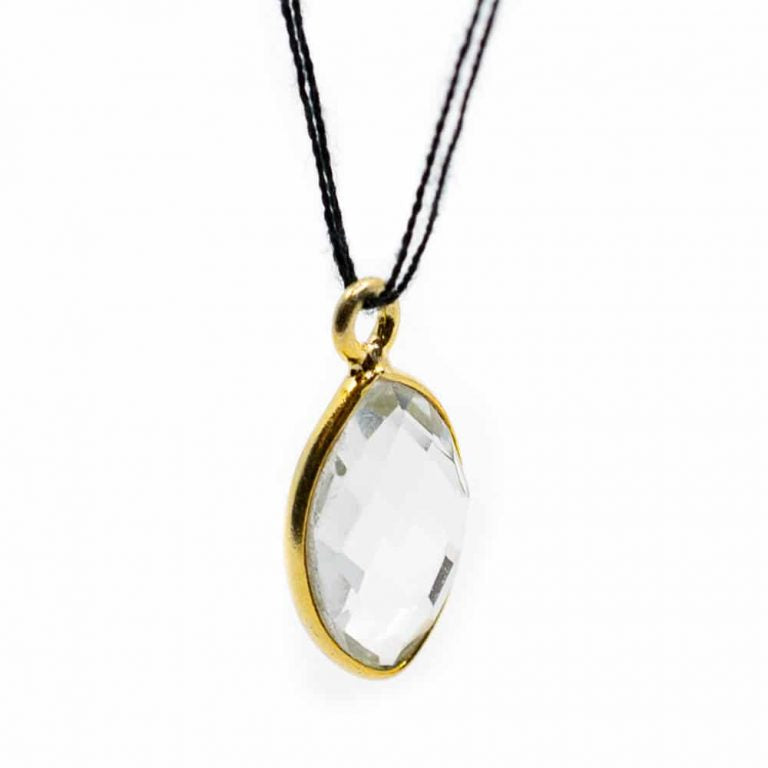 Edelsteen hanger voor ketting geboortesteen april bergkristal druppel - Mindfulshop - goud