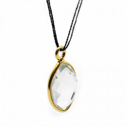Edelsteen hanger voor ketting geboortesteen april bergkristal druppel - Mindfulshop - goud