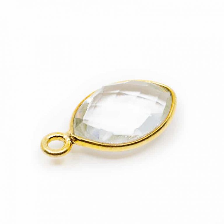 Edelsteen hanger voor ketting geboortesteen april bergkristal druppel - Mindfulshop - goud