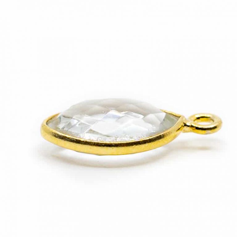 Edelsteen hanger voor ketting geboortesteen april bergkristal druppel - Mindfulshop - goud