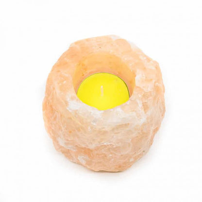 Waxinelichthouder zoutsteen oranje - 400-700 gr - Mindfulshop - oranje