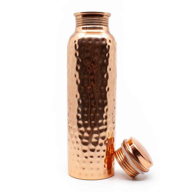 Koperen waterfles gehamerd – 900 ml - Mindfulshop