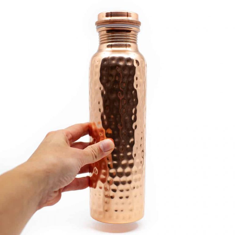 Koperen waterfles gehamerd – 900 ml - Mindfulshop