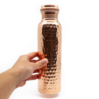 Koperen waterfles gehamerd – 900 ml - Mindfulshop