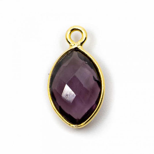Edelsteen hanger voor ketting geboortesteen februari amethist druppel - Mindfulshop - goud