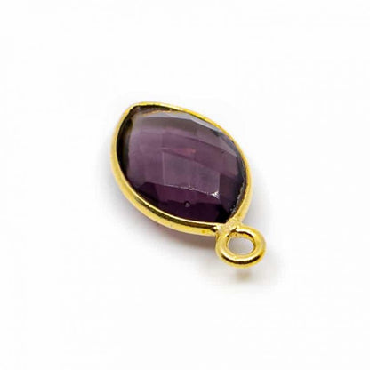 Edelsteen hanger voor ketting geboortesteen februari amethist druppel - Mindfulshop - goud