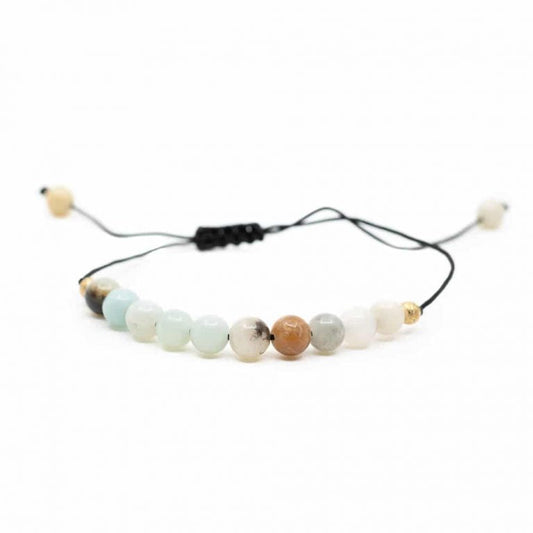 Edelsteen armband amazoniet verstelbaar - Mindfulshop - grijs