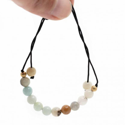 Edelsteen armband amazoniet verstelbaar - Mindfulshop - grijs