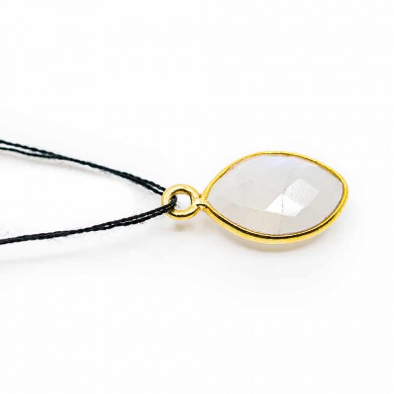 Edelsteen hanger voor ketting geboortesteen juni maansteen druppel - Mindfulshop - goud
