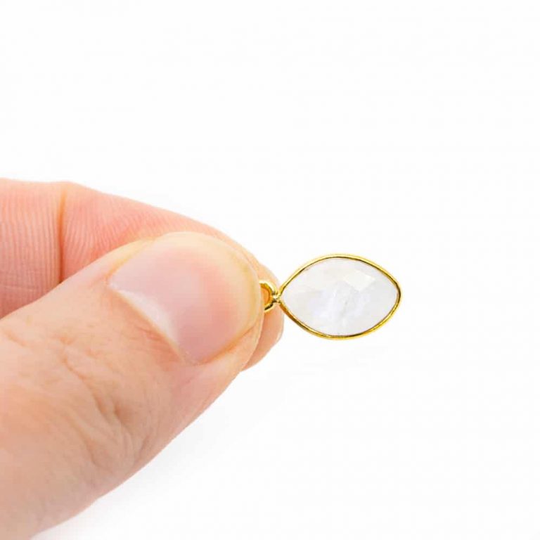 Edelsteen hanger voor ketting geboortesteen juni maansteen druppel - Mindfulshop - goud