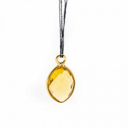 Edelsteen hanger voor ketting geboortesteen november citrien druppel - Mindfulshop - goud