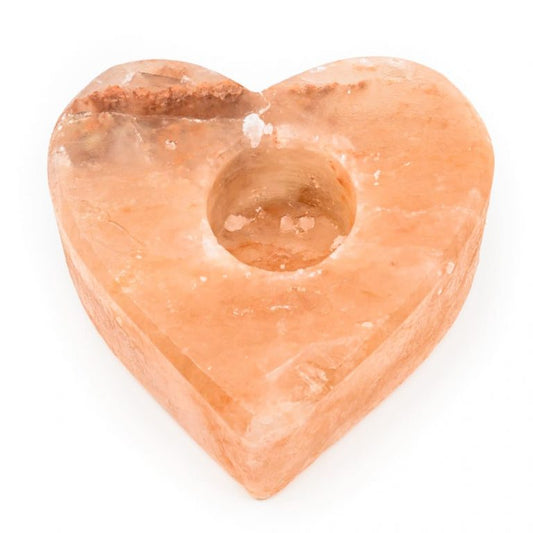Waxinelichthouder zoutsteen oranje hart - 1.3 kg - Mindfulshop - oranje