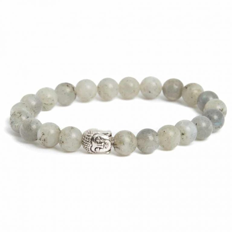 Edelsteen armband labradoriet met boeddha - Mindfulshop - grijs