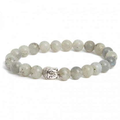 Edelsteen armband labradoriet met boeddha - Mindfulshop - grijs