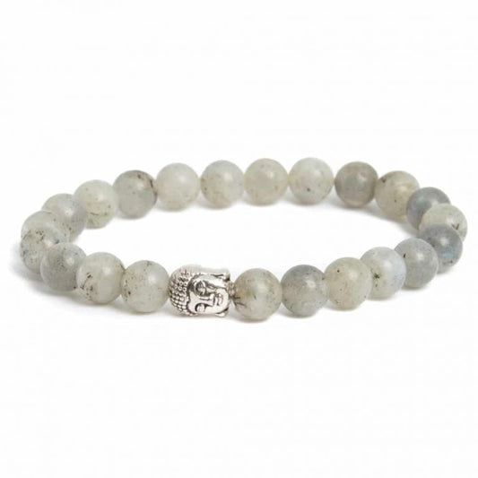 Edelsteen armband labradoriet met boeddha - Mindfulshop - grijs
