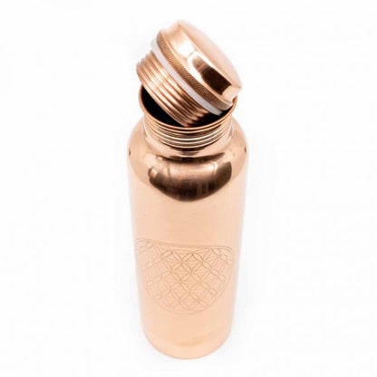 Koperen waterfles Flower of Life geëtst – 900 ml