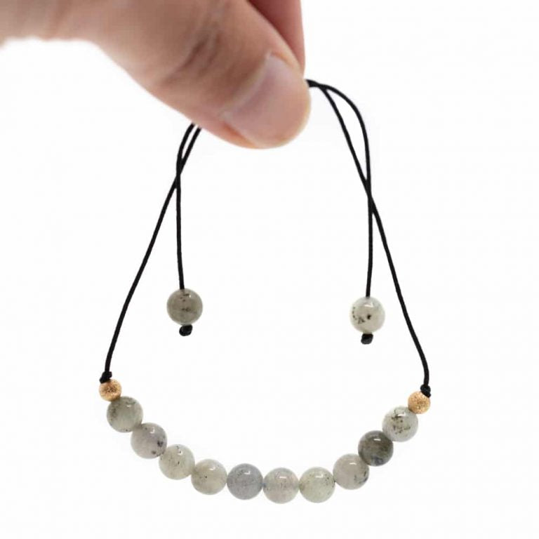 Edelsteen armband labradoriet verstelbaar - Mindfulshop - grijs