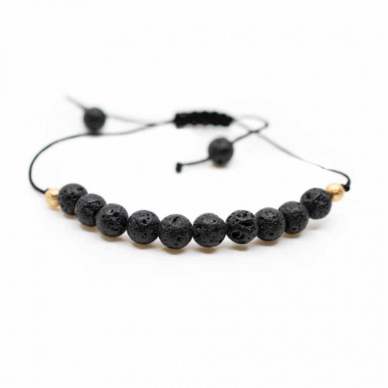Edelsteen armband lavasteen verstelbaar - Mindfulshop - zwart